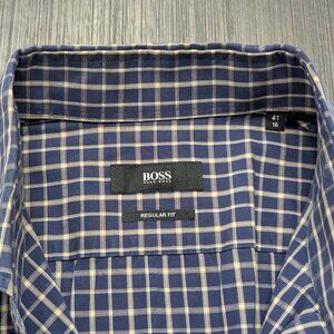 Hugo Boss | Men's Blue/Tan Plaid Shirt